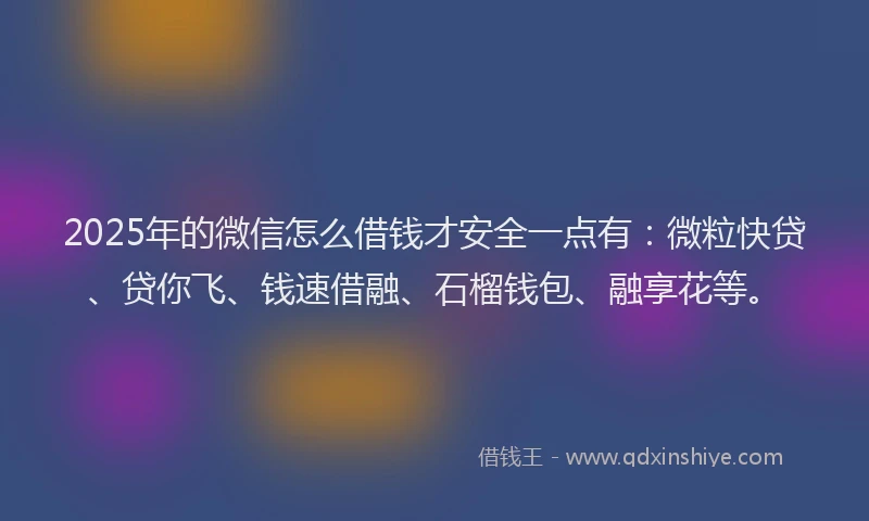 2025年的微信怎么借钱才安全一点有：微粒快贷、贷你飞、钱速借融、石榴钱包、融享花等。
