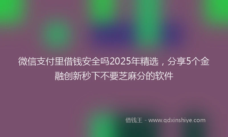 微信支付里借钱安全吗2025年精选，分享5个金融创新秒下不要芝麻分的软件