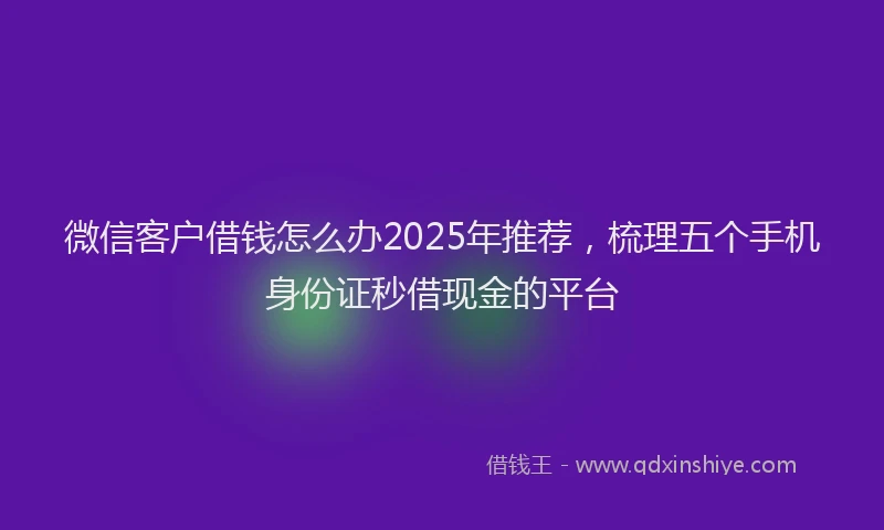 微信客户借钱怎么办2025年推荐，梳理五个手机身份证秒借现金的平台