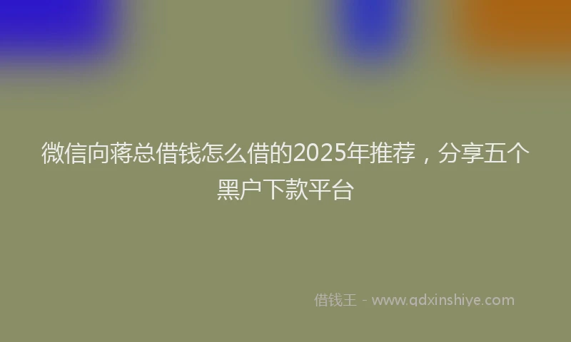 微信向蒋总借钱怎么借的2025年推荐，分享五个黑户下款平台