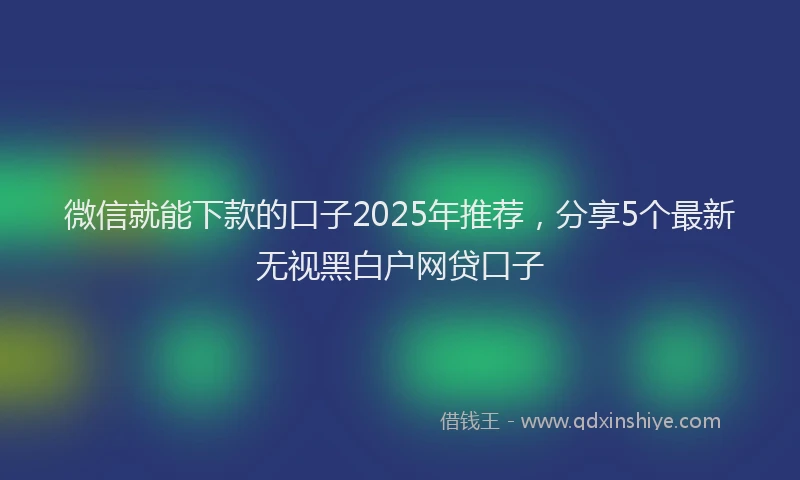 微信就能下款的口子2025年推荐，分享5个最新无视黑白户网贷口子