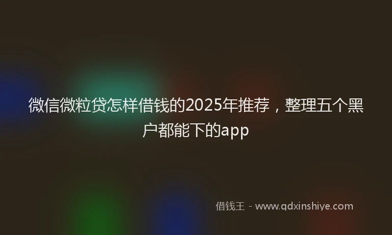 微信微粒贷怎样借钱的2025年推荐，整理五个黑户都能下的app