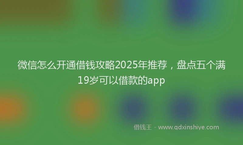 微信怎么开通借钱攻略2025年推荐，盘点五个满19岁可以借款的app