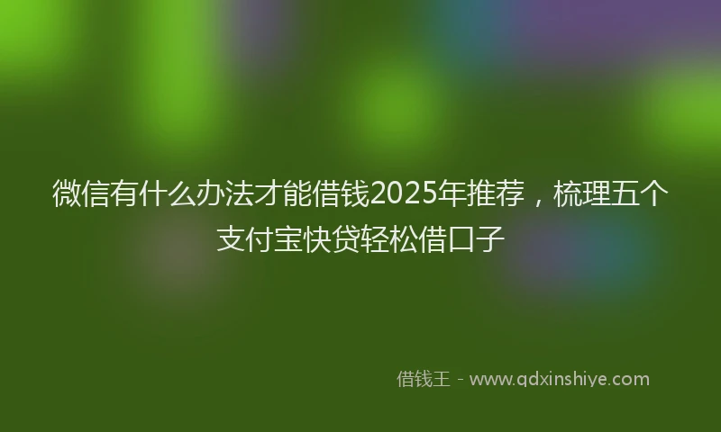 微信有什么办法才能借钱2025年推荐，梳理五个支付宝快贷轻松借口子