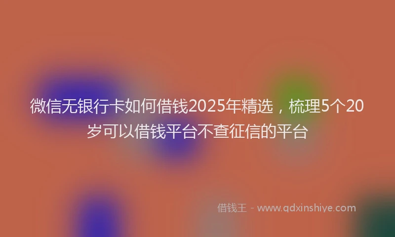 微信无银行卡如何借钱2025年精选，梳理5个20岁可以借钱平台不查征信的平台