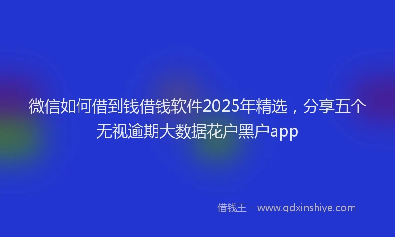 微信如何借到钱借钱软件2025年精选，分享五个无视逾期大数据花户黑户app