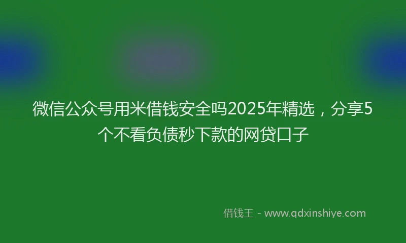 微信公众号用米借钱安全吗2025年精选，分享5个不看负债秒下款的网贷口子