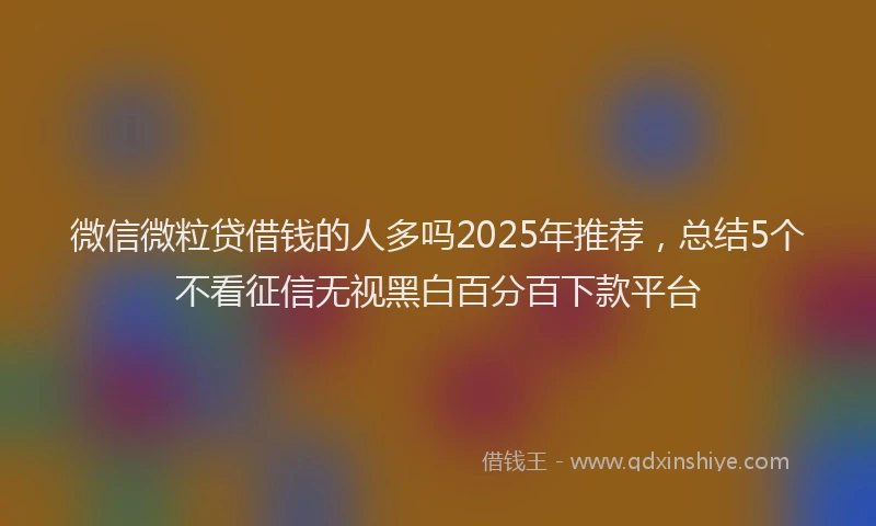 微信微粒贷借钱的人多吗2025年推荐，总结5个不看征信无视黑白百分百下款平台
