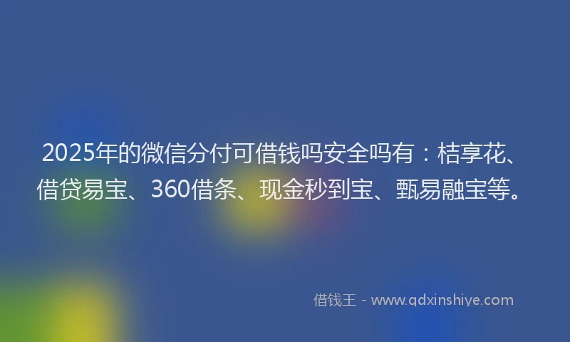 2025年的微信分付可借钱吗安全吗有：桔享花、借贷易宝、360借条、现金秒到宝、甄易融宝等。