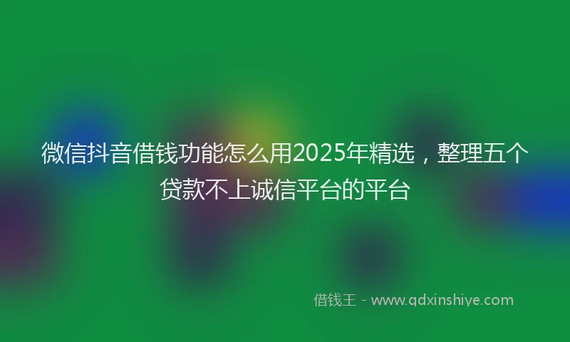 微信抖音借钱功能怎么用2025年精选，整理五个贷款不上诚信平台的平台