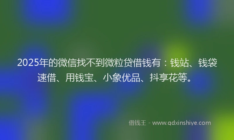 2025年的微信找不到微粒贷借钱有：钱站、钱袋速借、用钱宝、小象优品、抖享花等。