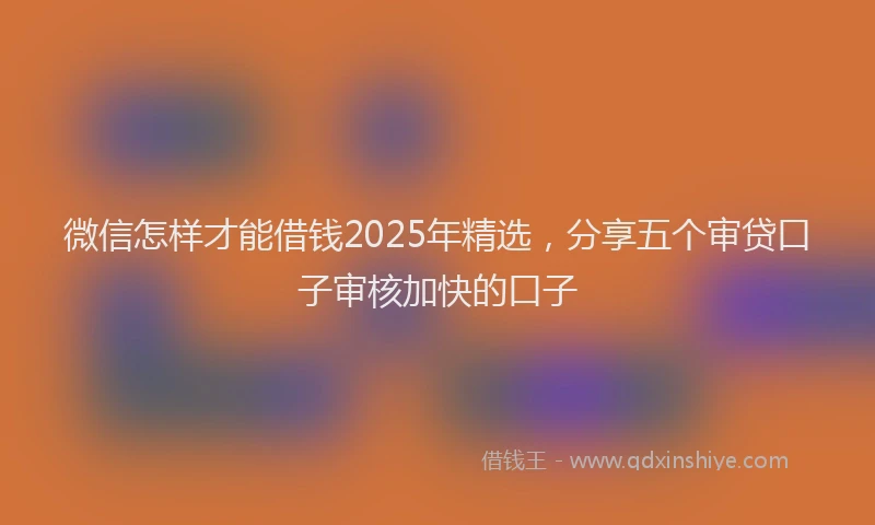 微信怎样才能借钱2025年精选，分享五个审贷口子审核加快的口子