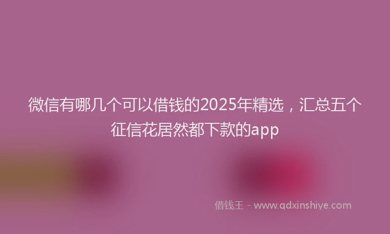 微信有哪几个可以借钱的2025年精选，汇总五个征信花居然都下款的app