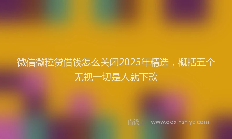 微信微粒贷借钱怎么关闭2025年精选，概括五个无视一切是人就下款