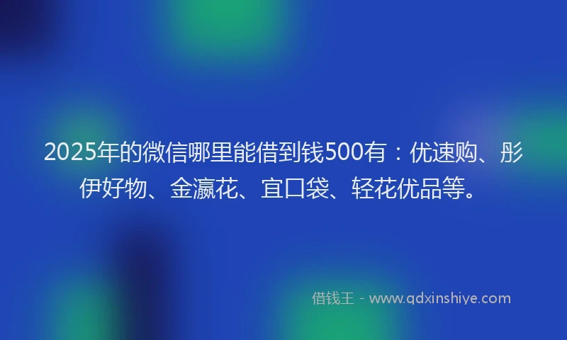 2025年的微信哪里能借到钱500有：优速购、彤伊好物、金瀛花、宜口袋、轻花优品等。
