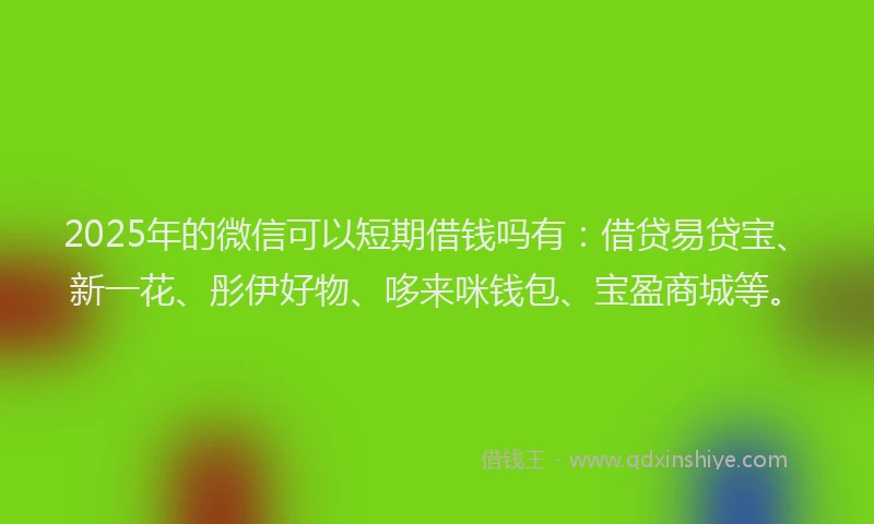 2025年的微信可以短期借钱吗有：借贷易贷宝、新一花、彤伊好物、哆来咪钱包、宝盈商城等。