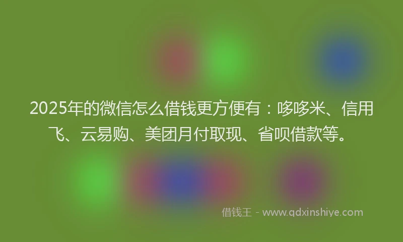 2025年的微信怎么借钱更方便有：哆哆米、信用飞、云易购、美团月付取现、省呗借款等。