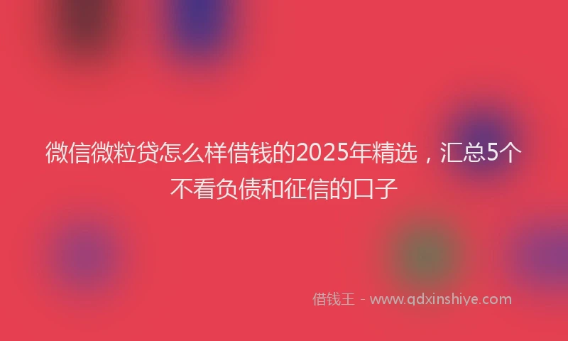 微信微粒贷怎么样借钱的2025年精选，汇总5个不看负债和征信的口子