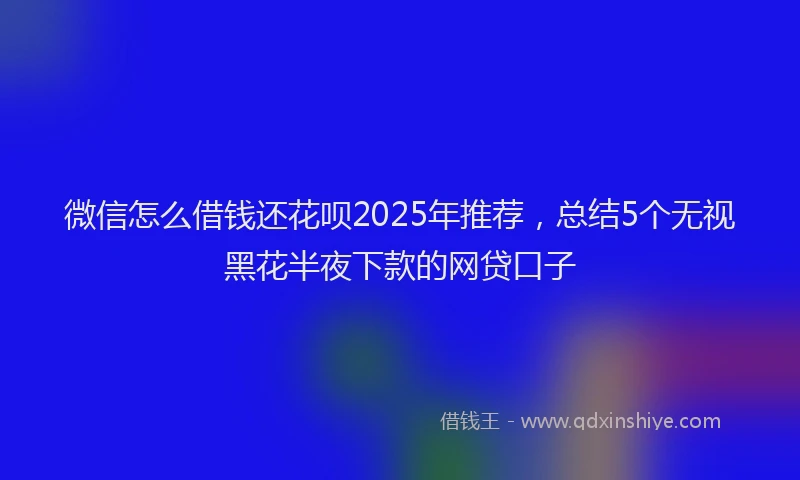 微信怎么借钱还花呗2025年推荐，总结5个无视黑花半夜下款的网贷口子