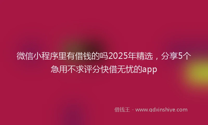 微信小程序里有借钱的吗2025年精选，分享5个急用不求评分快借无忧的app