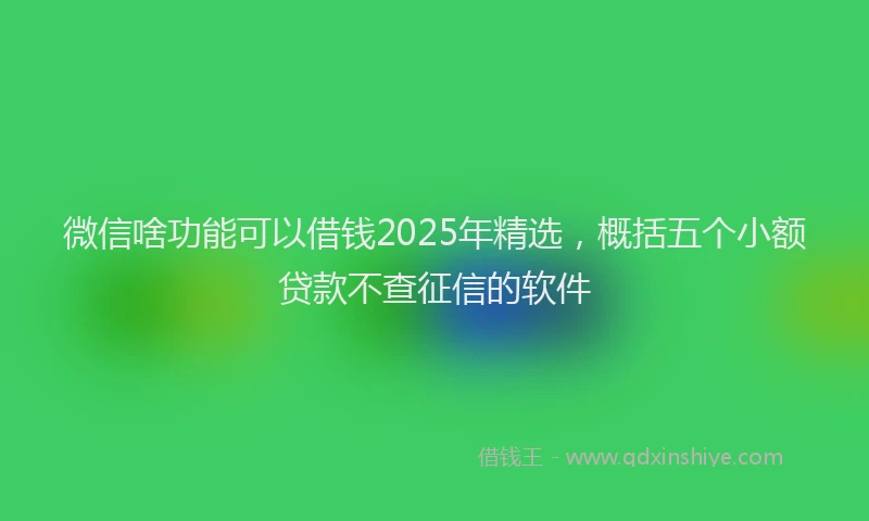 微信啥功能可以借钱2025年精选，概括五个小额贷款不查征信的软件