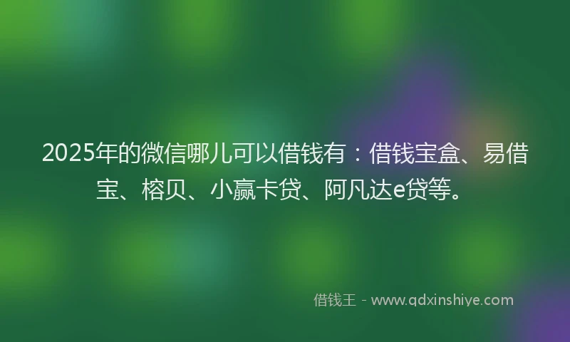 2025年的微信哪儿可以借钱有：借钱宝盒、易借宝、榕贝、小赢卡贷、阿凡达e贷等。