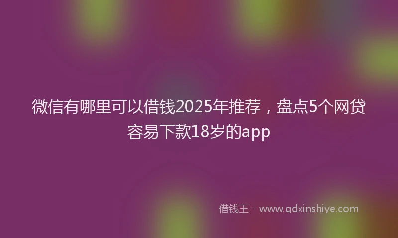 微信有哪里可以借钱2025年推荐，盘点5个网贷容易下款18岁的app