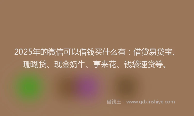 2025年的微信可以借钱买什么有：借贷易贷宝、珊瑚贷、现金奶牛、享来花、钱袋速贷等。