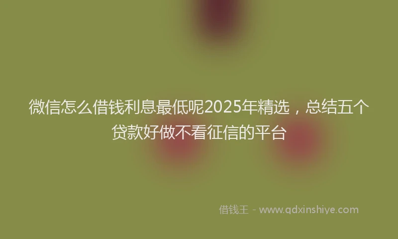 微信怎么借钱利息最低呢2025年精选，总结五个贷款好做不看征信的平台