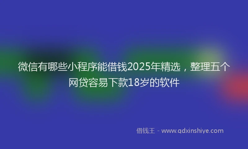 微信有哪些小程序能借钱2025年精选，整理五个网贷容易下款18岁的软件