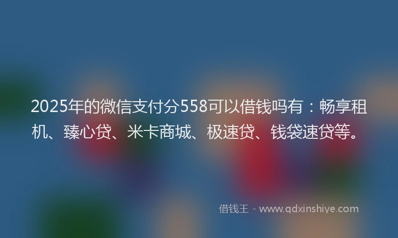 2025年的微信支付分558可以借钱吗有：畅享租机、臻心贷、米卡商城、极速贷、钱袋速贷等。