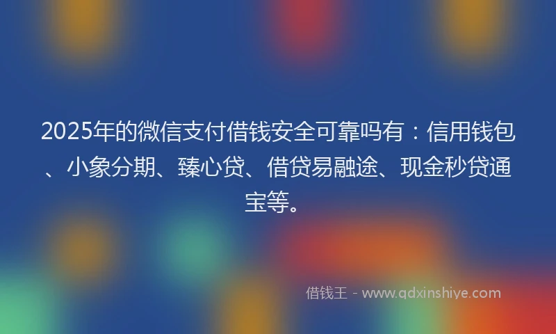2025年的微信支付借钱安全可靠吗有：信用钱包、小象分期、臻心贷、借贷易融途、现金秒贷通宝等。
