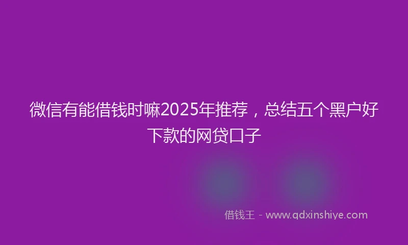 微信有能借钱时嘛2025年推荐，总结五个黑户好下款的网贷口子