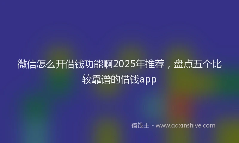 微信怎么开借钱功能啊2025年推荐，盘点五个比较靠谱的借钱app