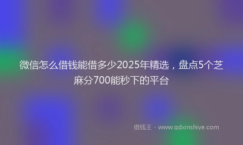 微信怎么借钱能借多少2025年精选，盘点5个芝麻分700能秒下的平台