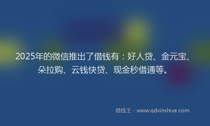 2025年的微信推出了借钱有：好人贷、金元宝、朵拉购、云钱快贷、现金秒借通等。
