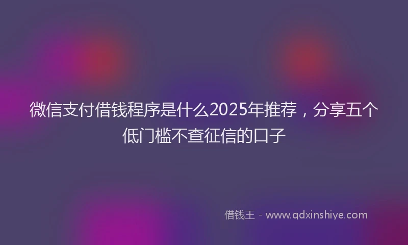 微信支付借钱程序是什么2025年推荐，分享五个低门槛不查征信的口子