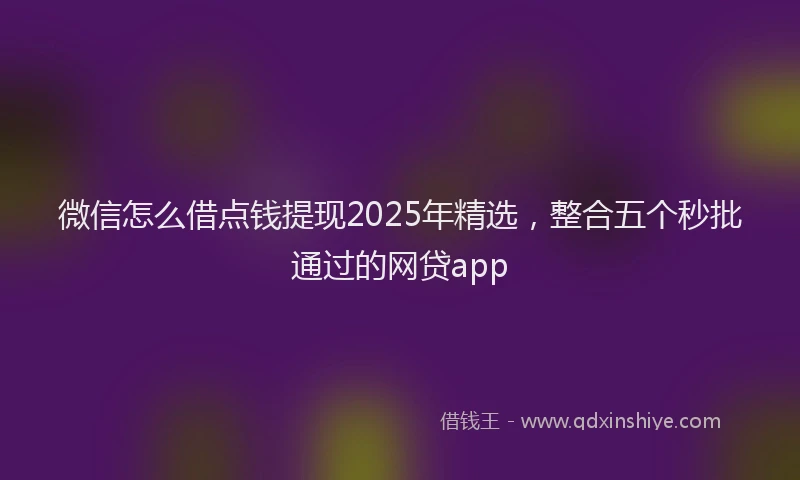 微信怎么借点钱提现2025年精选，整合五个秒批通过的网贷app