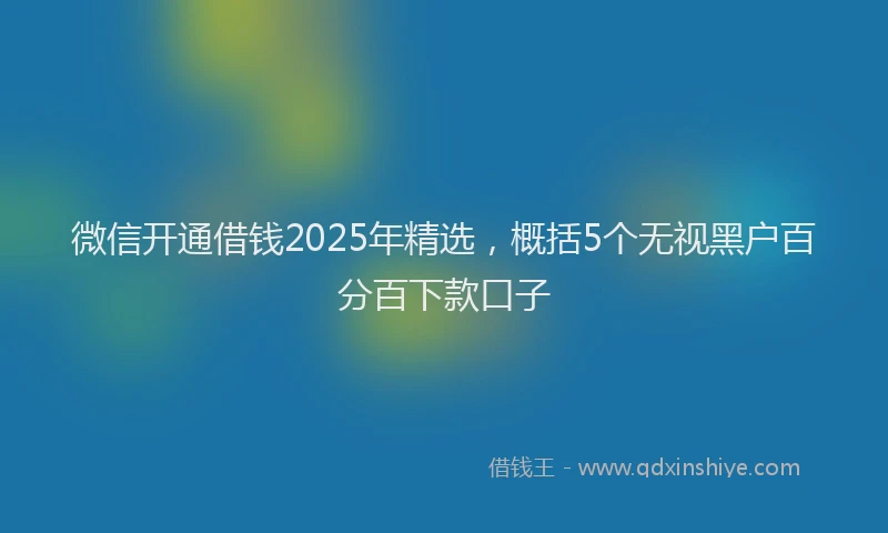 微信开通借钱2025年精选，概括5个无视黑户百分百下款口子
