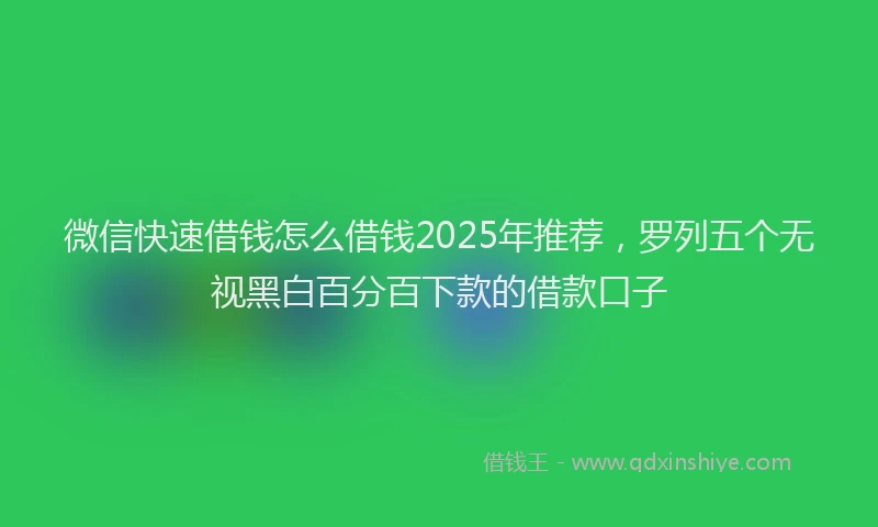 微信快速借钱怎么借钱2025年推荐，罗列五个无视黑白百分百下款的借款口子
