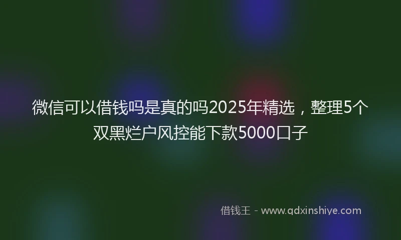微信可以借钱吗是真的吗2025年精选，整理5个双黑烂户风控能下款5000口子