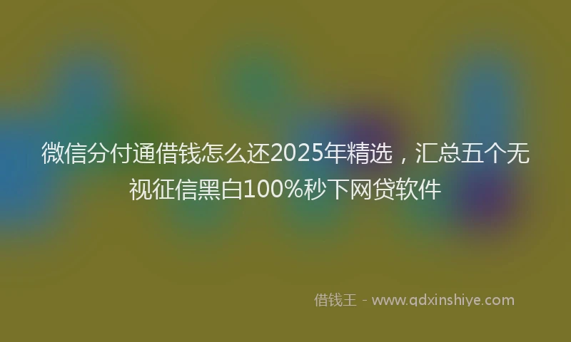 微信分付通借钱怎么还2025年精选，汇总五个无视征信黑白100%秒下网贷软件