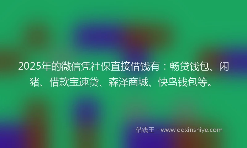 2025年的微信凭社保直接借钱有：畅贷钱包、闲猪、借款宝速贷、森泽商城、快鸟钱包等。