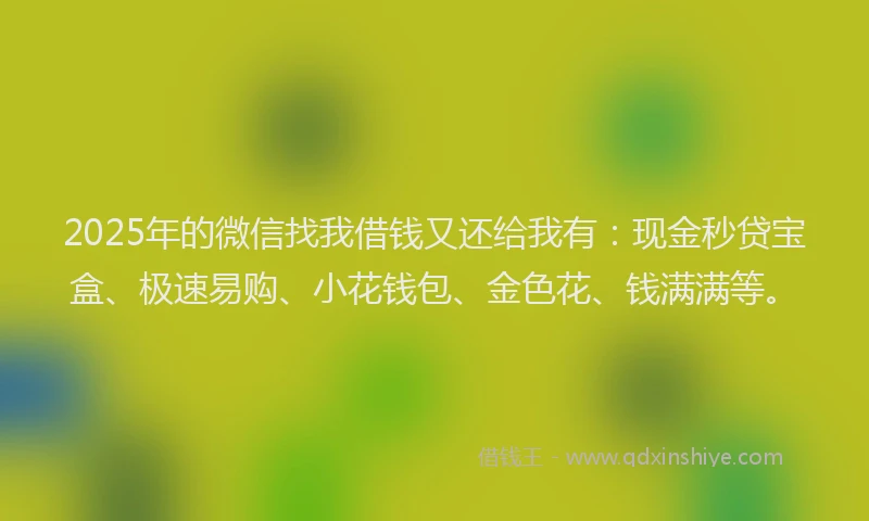 2025年的微信找我借钱又还给我有：现金秒贷宝盒、极速易购、小花钱包、金色花、钱满满等。