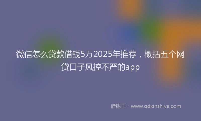 微信怎么贷款借钱5万2025年推荐，概括五个网贷口子风控不严的app