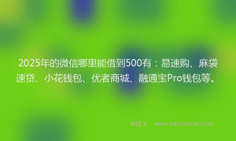 2025年的微信哪里能借到500有：易速购、麻袋速贷、小花钱包、优者商城、融通宝Pro钱包等。