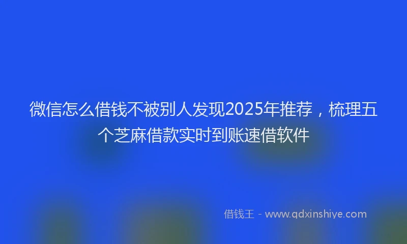 微信怎么借钱不被别人发现2025年推荐，梳理五个芝麻借款实时到账速借软件