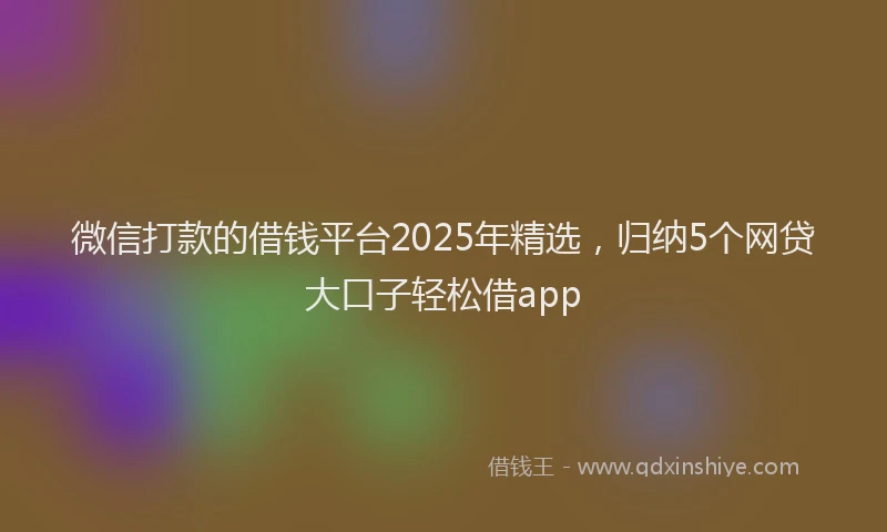 微信打款的借钱平台2025年精选，归纳5个网贷大口子轻松借app