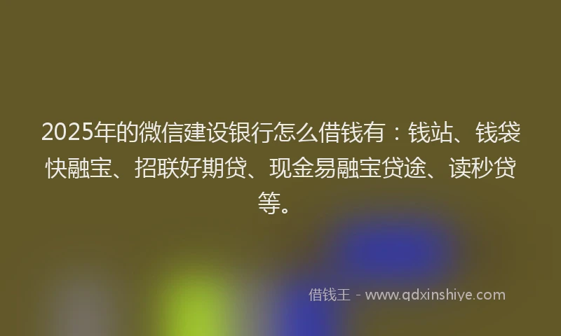2025年的微信建设银行怎么借钱有：钱站、钱袋快融宝、招联好期贷、现金易融宝贷途、读秒贷等。