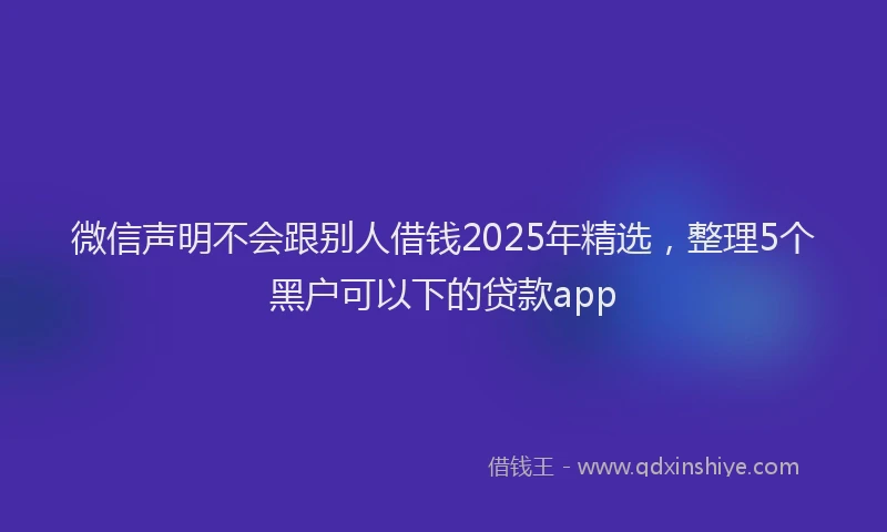微信声明不会跟别人借钱2025年精选，整理5个黑户可以下的贷款app